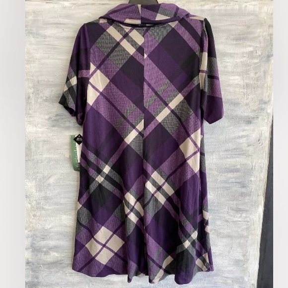 Studio One NY Plaid Cowl Neck Turtleneck Sweater Dress Size 2X - Picture 2 of 4